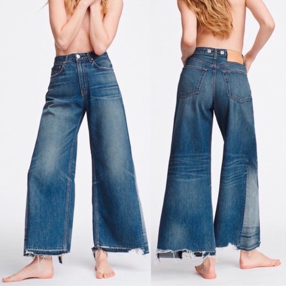 NWOT Rag & Bone Ruth Super High Rise Ankle Wide Leg Retro...